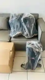 Industrial safety boots packaged for delivery